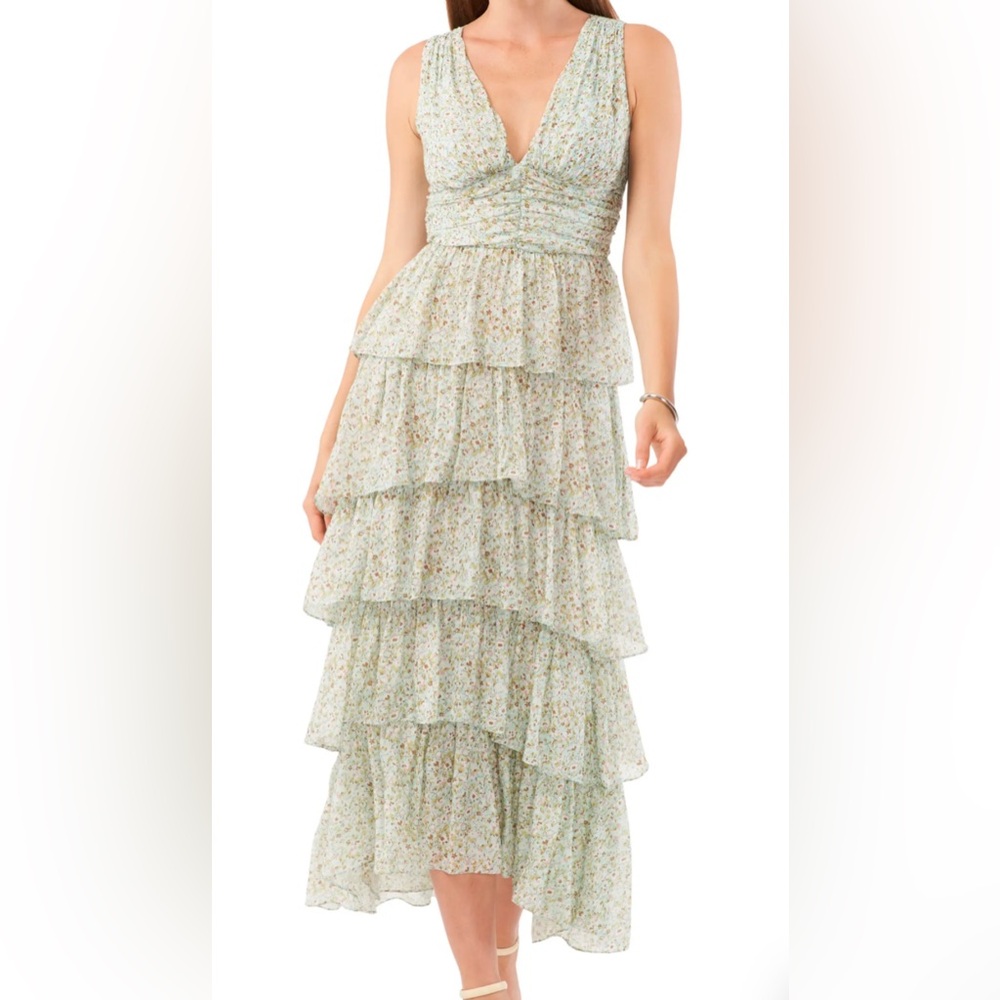 1. STATE Cascade Floral Tiered Dress Women’s Size 12 NWT
